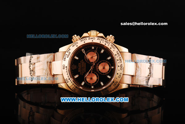 Rolex Daytona Automatic Full Rose Gold with Black Dial and White Marking - Click Image to Close